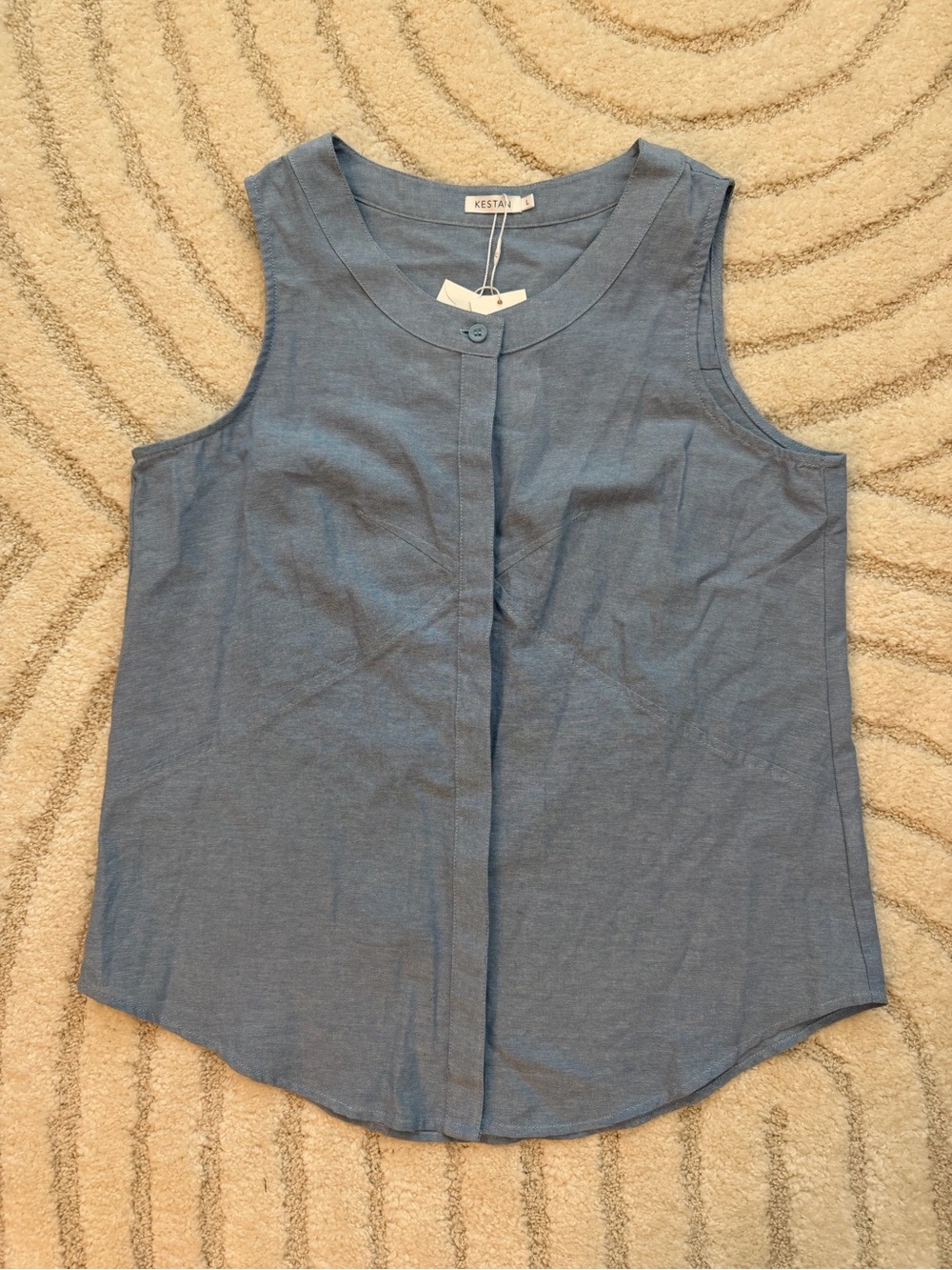 KESTAN Blue 100% Cotton Sleeveless Blouse NWT Size Large